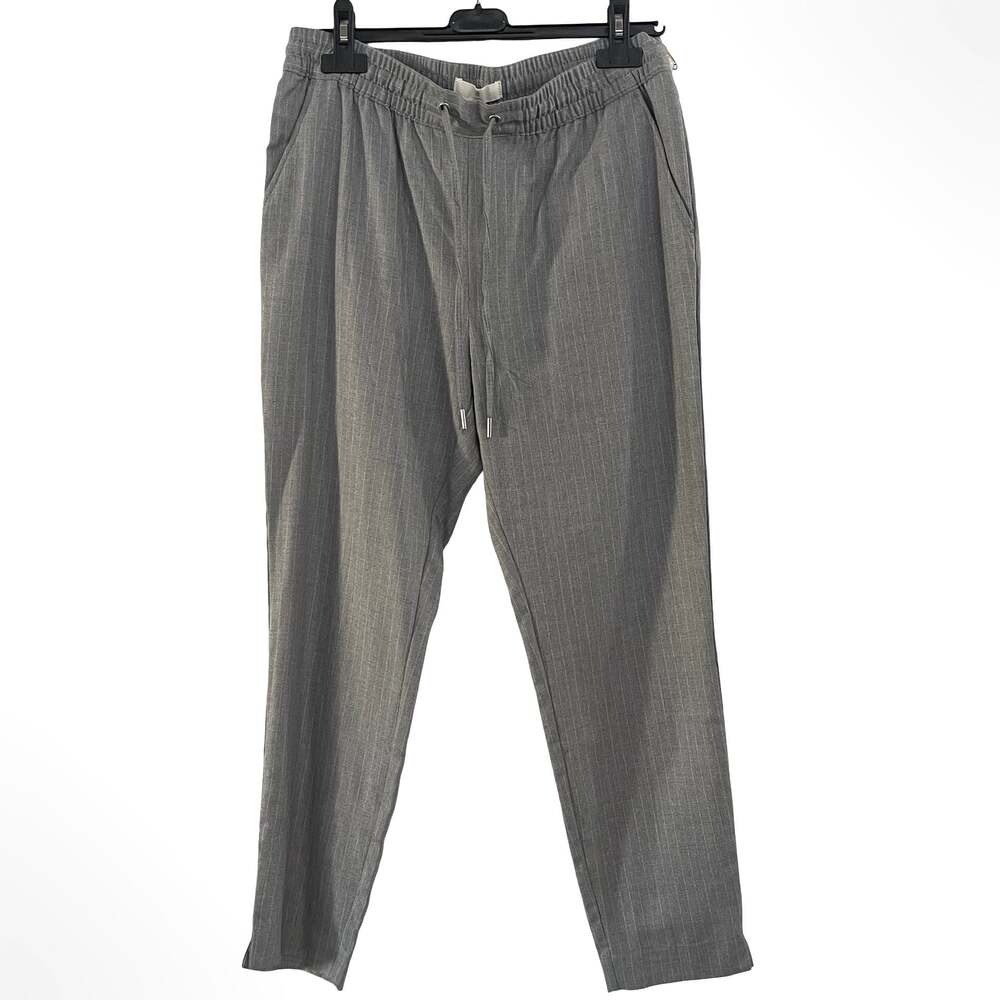 H&M L.O.G.G. Gray Pinstripe Elastic Waist Drawstring Casual Trousers - Picture 1 of 8